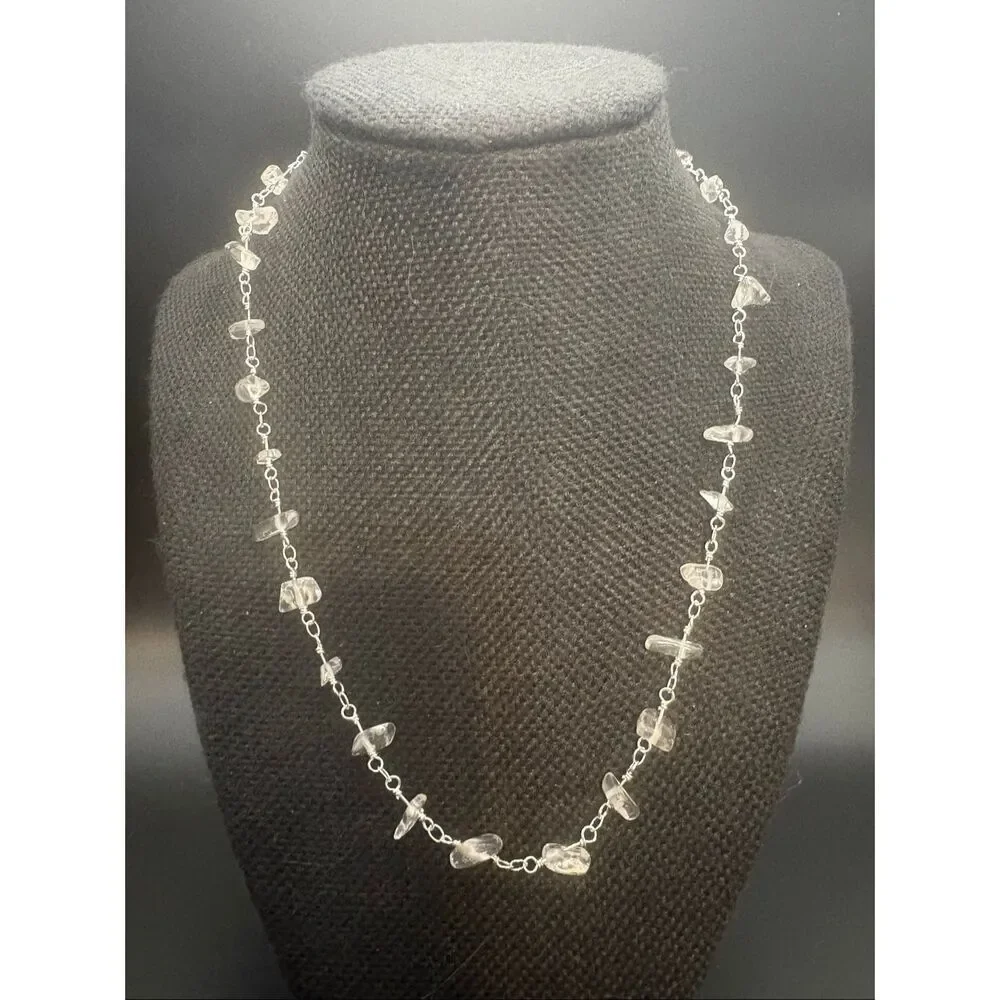 Sparkling Crystal and Silver Necklace, 18”, NEW, Handmade